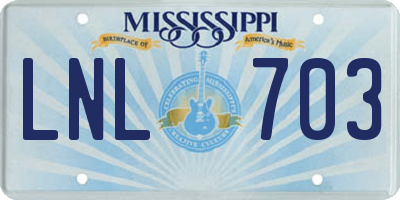 MS license plate LNL703