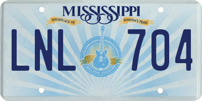MS license plate LNL704