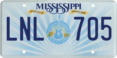 MS license plate LNL705