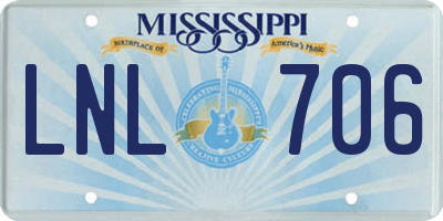 MS license plate LNL706