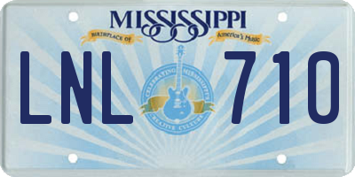 MS license plate LNL710