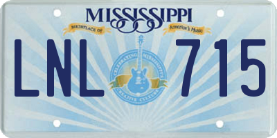 MS license plate LNL715