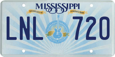 MS license plate LNL720