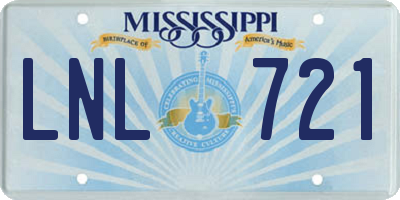 MS license plate LNL721