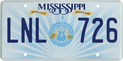 MS license plate LNL726