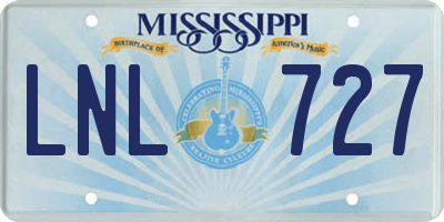 MS license plate LNL727