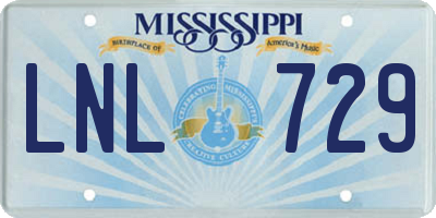 MS license plate LNL729