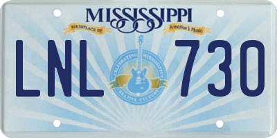 MS license plate LNL730