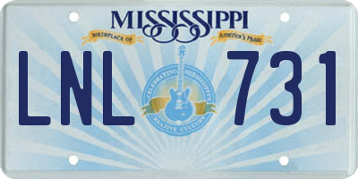MS license plate LNL731