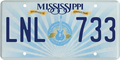 MS license plate LNL733