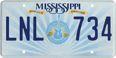 MS license plate LNL734