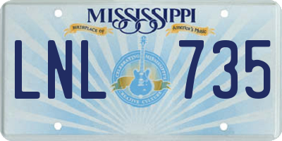 MS license plate LNL735