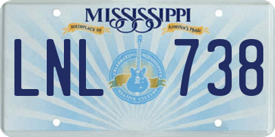 MS license plate LNL738