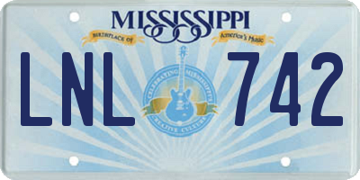 MS license plate LNL742