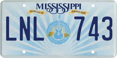 MS license plate LNL743