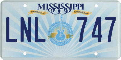 MS license plate LNL747
