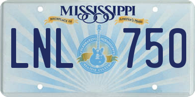 MS license plate LNL750
