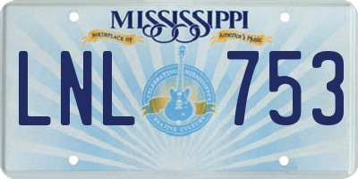 MS license plate LNL753