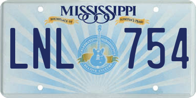 MS license plate LNL754