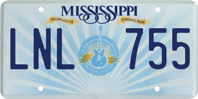 MS license plate LNL755