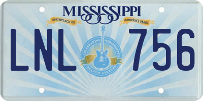MS license plate LNL756