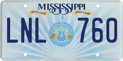 MS license plate LNL760