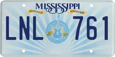 MS license plate LNL761