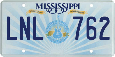 MS license plate LNL762