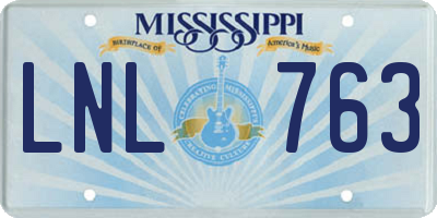 MS license plate LNL763