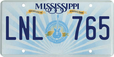 MS license plate LNL765