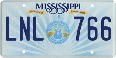 MS license plate LNL766