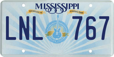 MS license plate LNL767