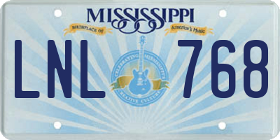 MS license plate LNL768