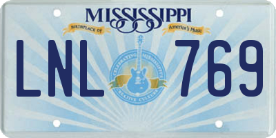 MS license plate LNL769
