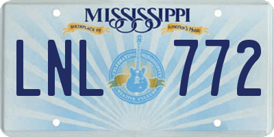 MS license plate LNL772
