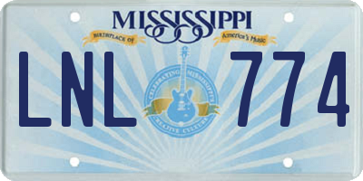 MS license plate LNL774