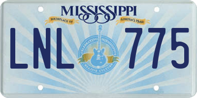MS license plate LNL775