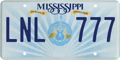 MS license plate LNL777