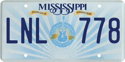 MS license plate LNL778