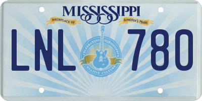 MS license plate LNL780