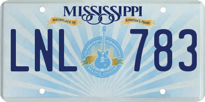 MS license plate LNL783