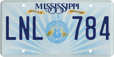 MS license plate LNL784