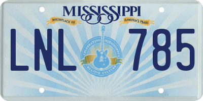 MS license plate LNL785