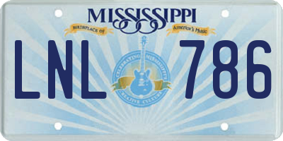 MS license plate LNL786