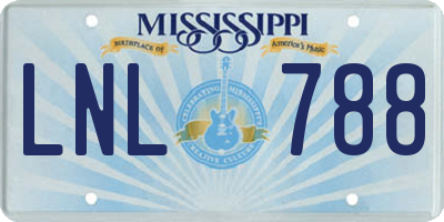 MS license plate LNL788