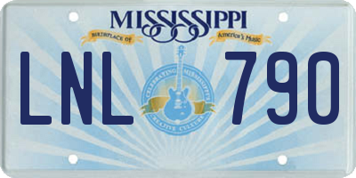 MS license plate LNL790