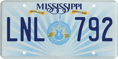 MS license plate LNL792