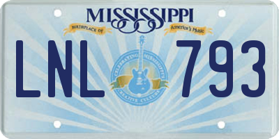 MS license plate LNL793