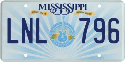 MS license plate LNL796