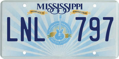 MS license plate LNL797
